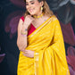 Sunflower Yellow Assam Silk Saree with Zari Woven Lines and Chit Pallu