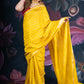 Sunflower Yellow Assam Silk Saree with Zari Woven Lines and Chit Pallu