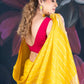 Sunflower Yellow Assam Silk Saree with Zari Woven Lines and Chit Pallu