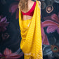 Sunflower Yellow Assam Silk Saree with Zari Woven Lines and Chit Pallu