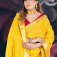 Sunflower Yellow Assam Silk Saree with Zari Woven Lines and Chit Pallu