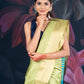 Mint Green Semi-Raw Silk Saree with Tissue Border and Chit Pallu