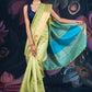Mint Green Semi-Raw Silk Saree with Tissue Border and Chit Pallu