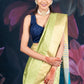 Mint Green Semi-Raw Silk Saree with Tissue Border and Chit Pallu