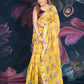 Mustard Yellow Linen Cotton Tissue Saree