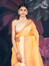 Saffron Yellow Chanderi Tissue Saree