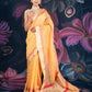 Saffron Yellow Chanderi Tissue Saree