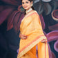 Saffron Yellow Chanderi Tissue Saree