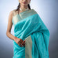 Serene Sky Blue Semi-Raw Silk Saree