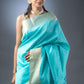 Serene Sky Blue Semi-Raw Silk Saree