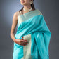 Serene Sky Blue Semi-Raw Silk Saree