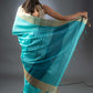 Serene Sky Blue Semi-Raw Silk Saree
