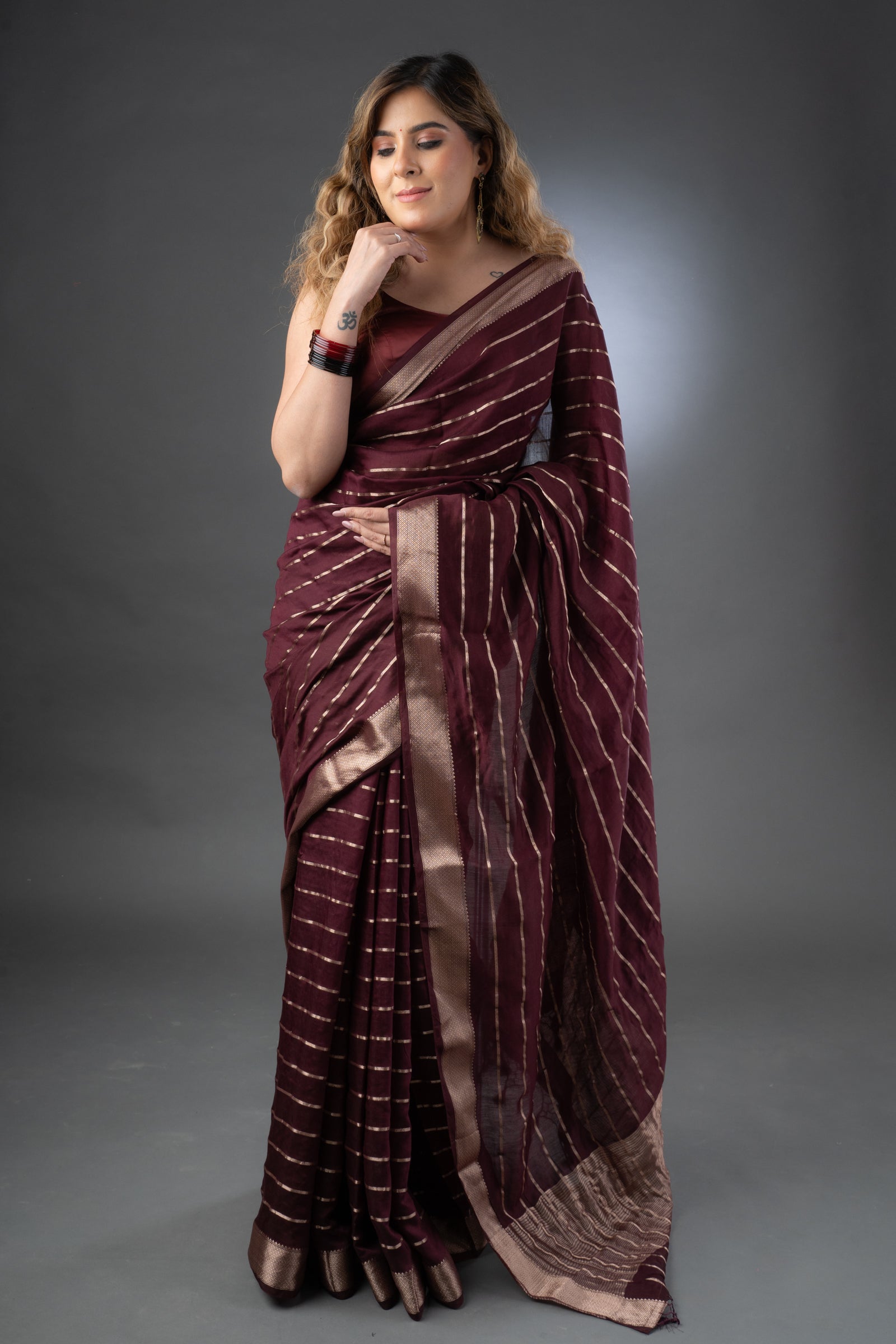 Elegant Wine Assam Silk Saree