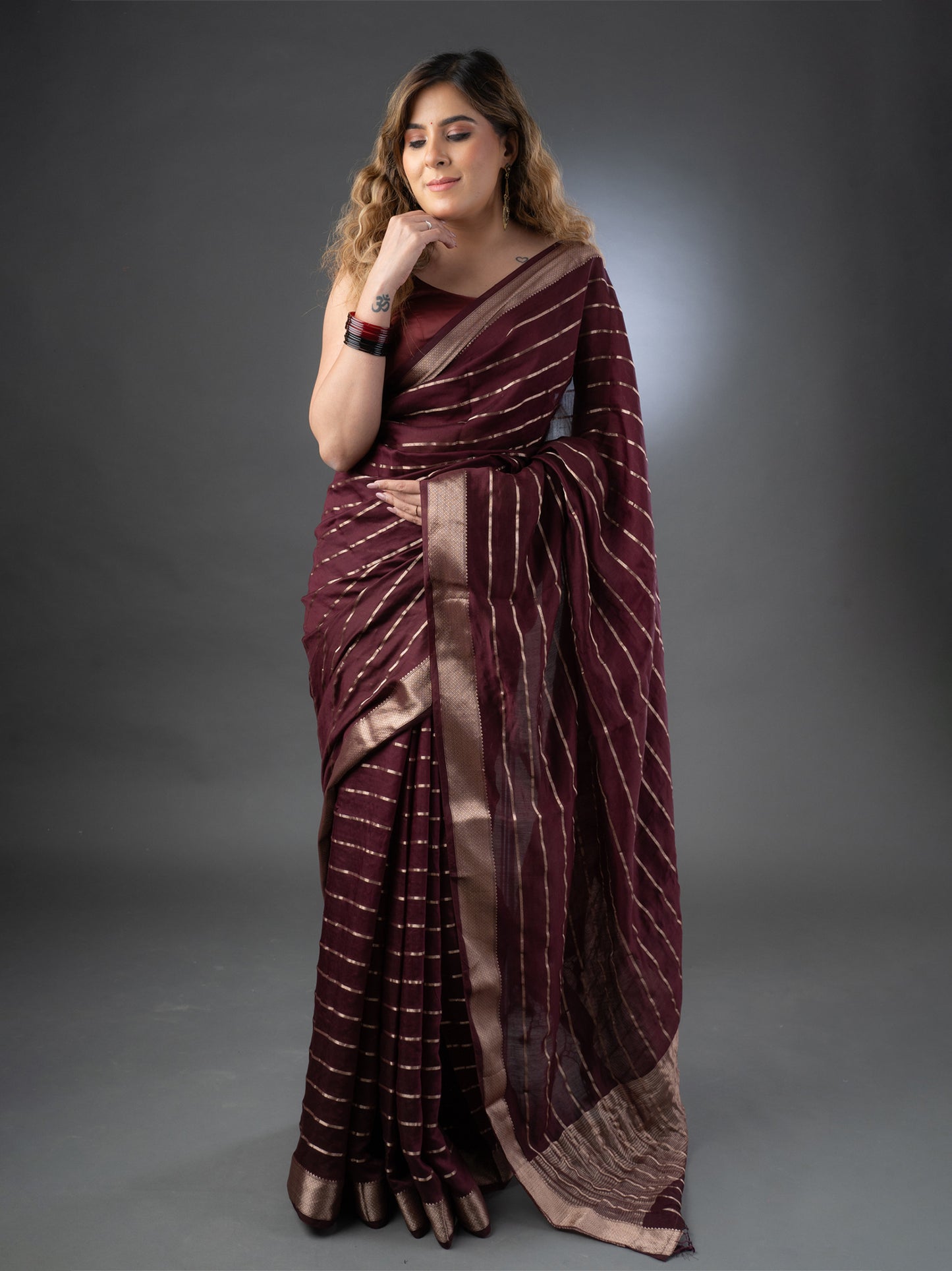 Wine Assam Silk Saree