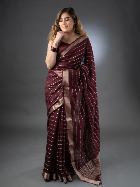 Wine Assam Silk Saree