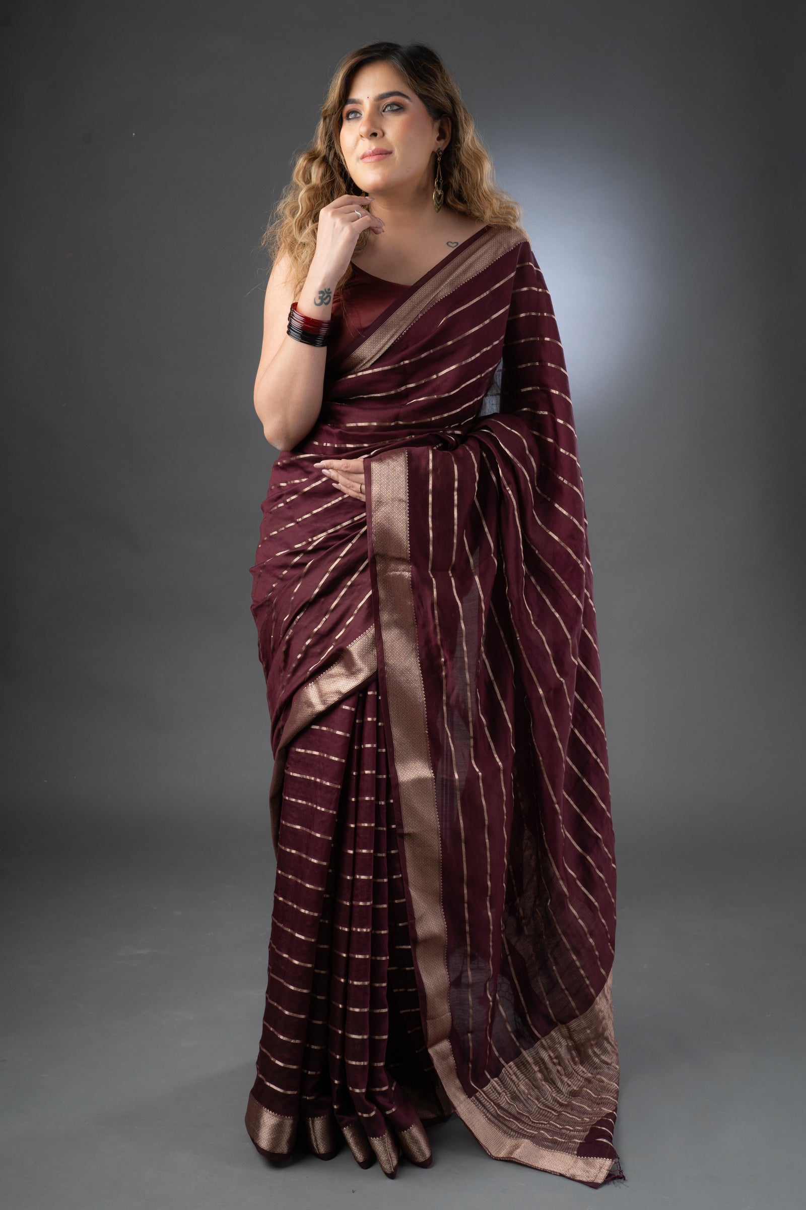 Elegant Wine Assam Silk Saree