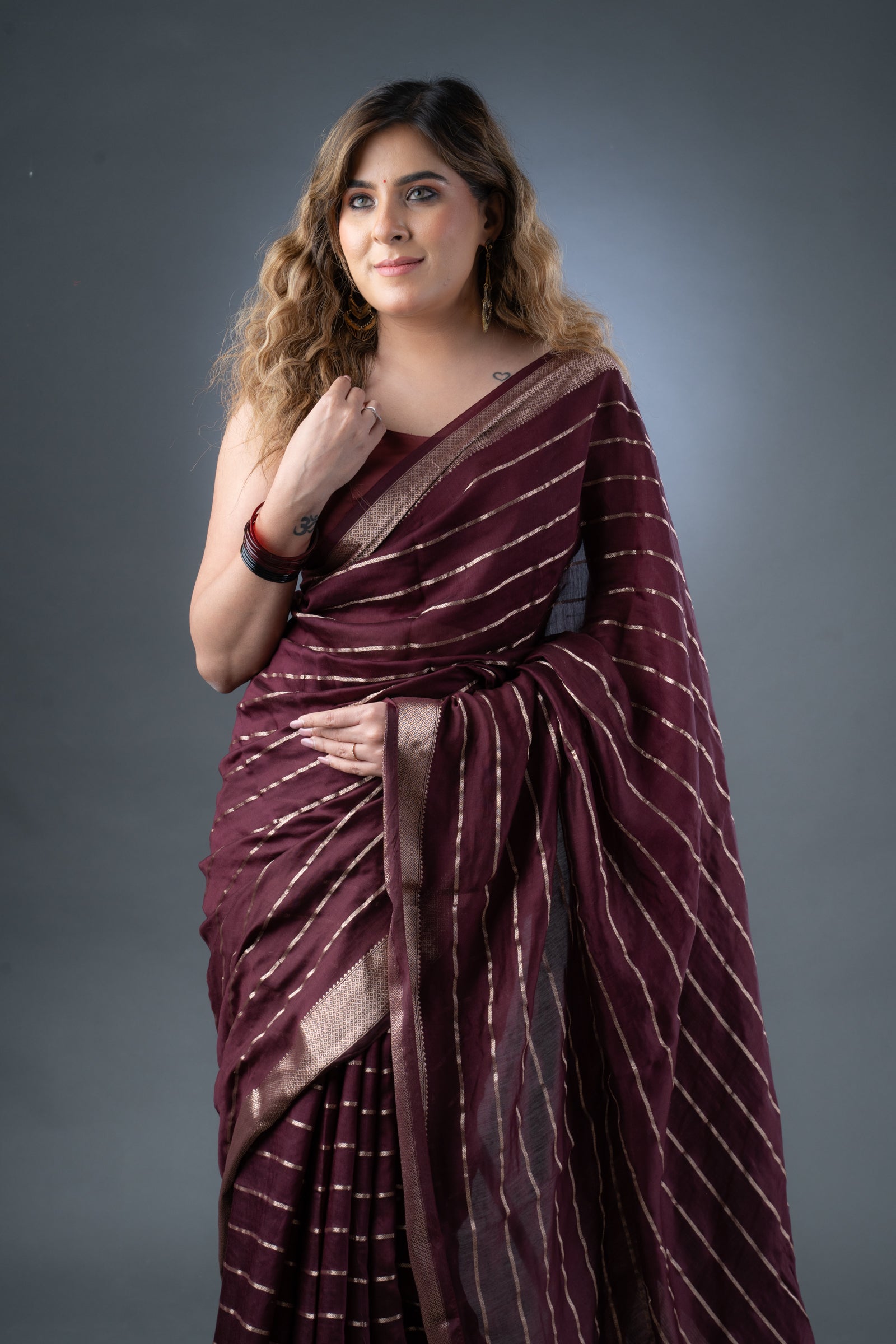 Elegant Wine Assam Silk Saree