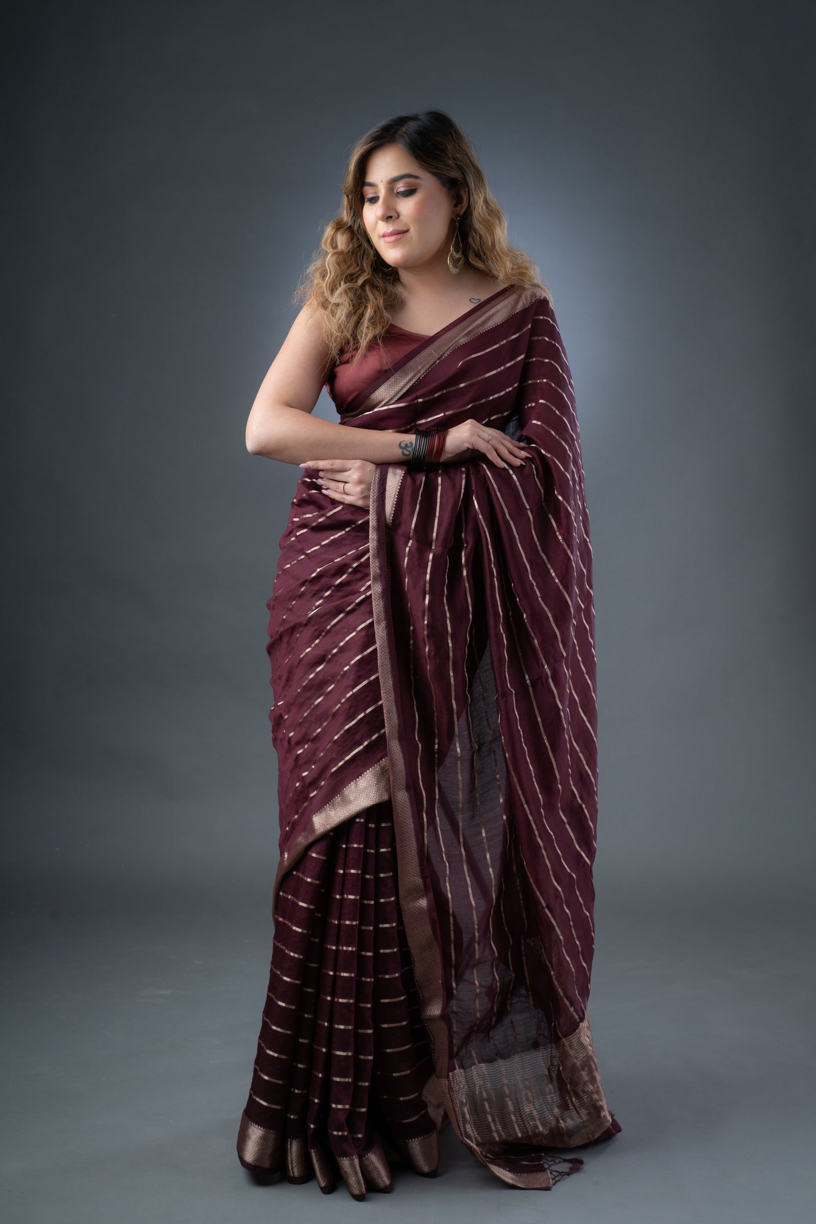 Elegant Wine Assam Silk Saree