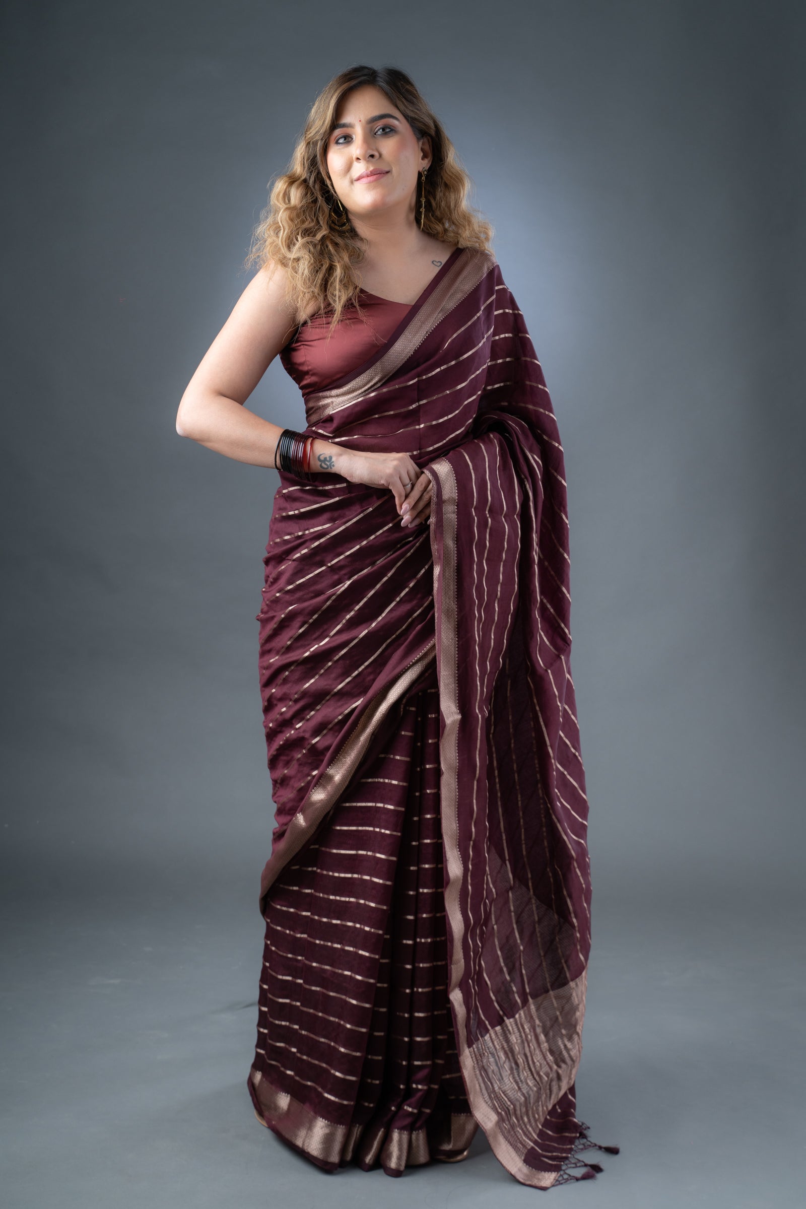 Elegant Wine Assam Silk Saree