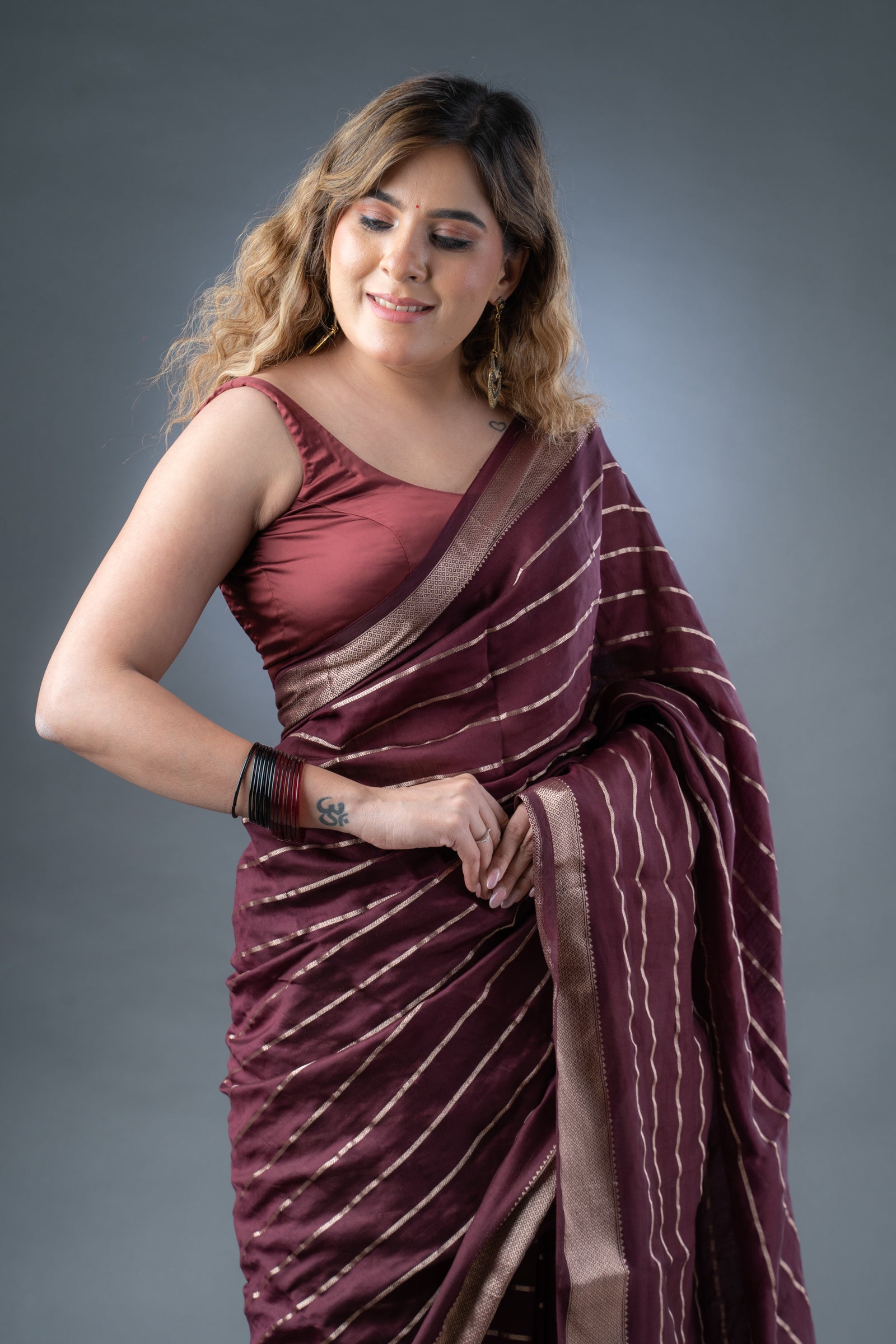 Elegant Wine Assam Silk Saree