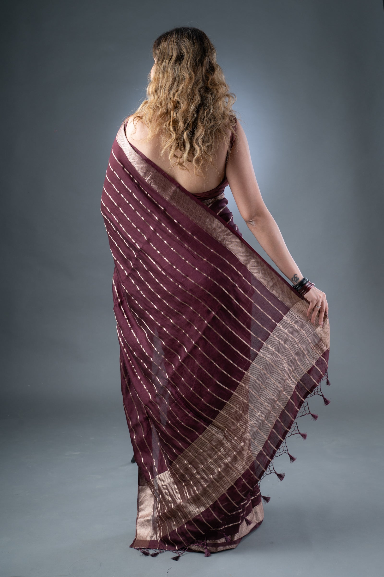 Elegant Wine Assam Silk Saree