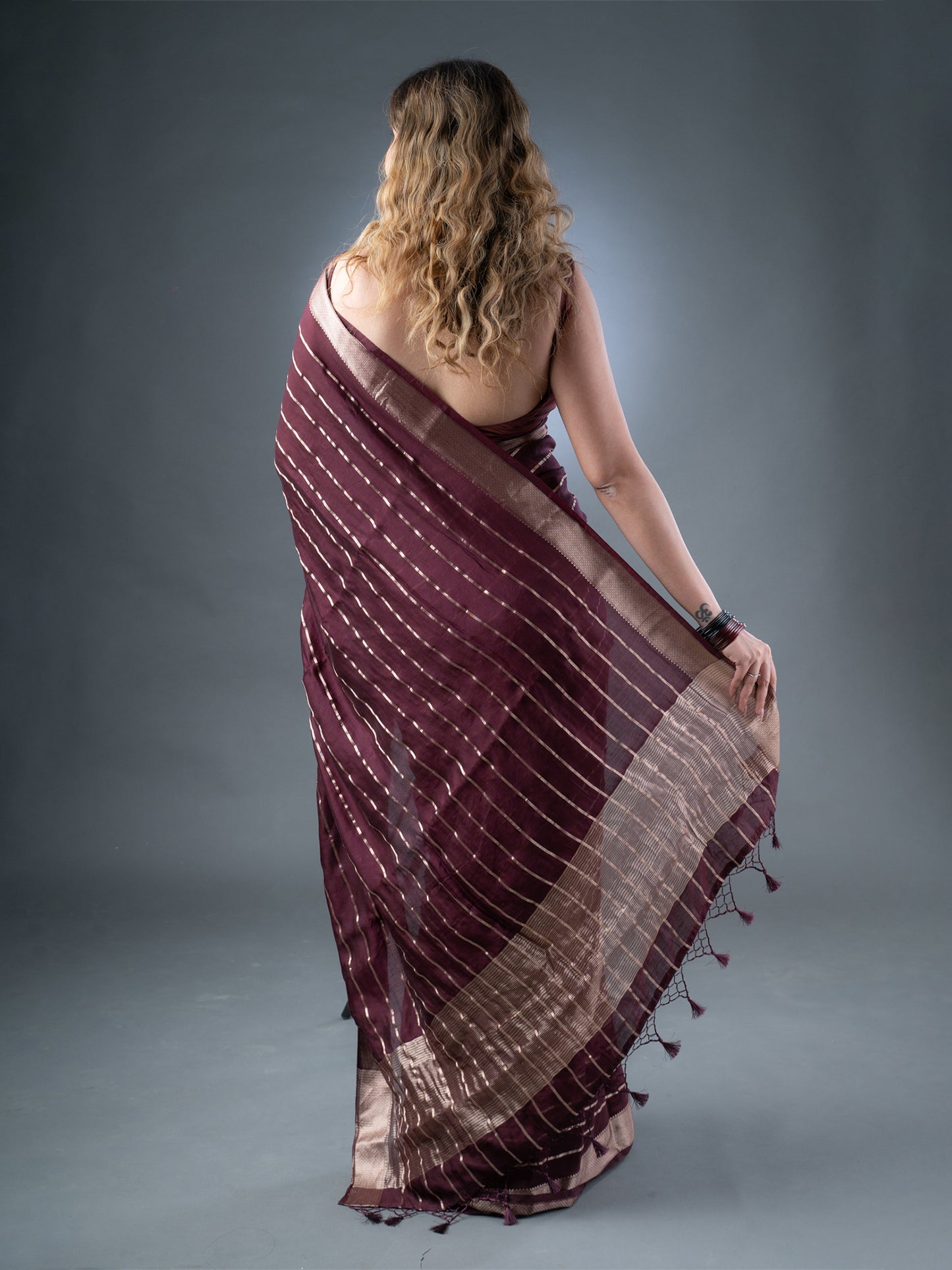 Wine Assam Silk Saree
