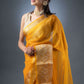 Banarasi Elegance Mustard Yellow Organza Saree