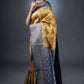 Royal Mustard and Blue Semi-Silk Saree