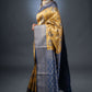 Royal Mustard and Blue Semi-Silk Saree