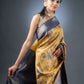 Royal Mustard and Blue Semi-Silk Saree