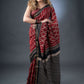 Cultural Essence Maroon and Black Maheshwari Silk Saree