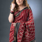 Cultural Essence Maroon and Black Maheshwari Silk Saree