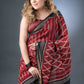 Cultural Essence Maroon and Black Maheshwari Silk Saree