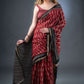Cultural Essence Maroon and Black Maheshwari Silk Saree