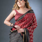 Cultural Essence Maroon and Black Maheshwari Silk Saree