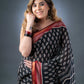 Classic Maheshwari Black and Maroon Silk Saree