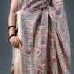 Beige and Red Matka Silk Saree