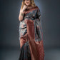 Opulent Grey and Maroon Semi-Silk Saree