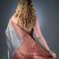 Opulent Grey and Maroon Semi-Silk Saree