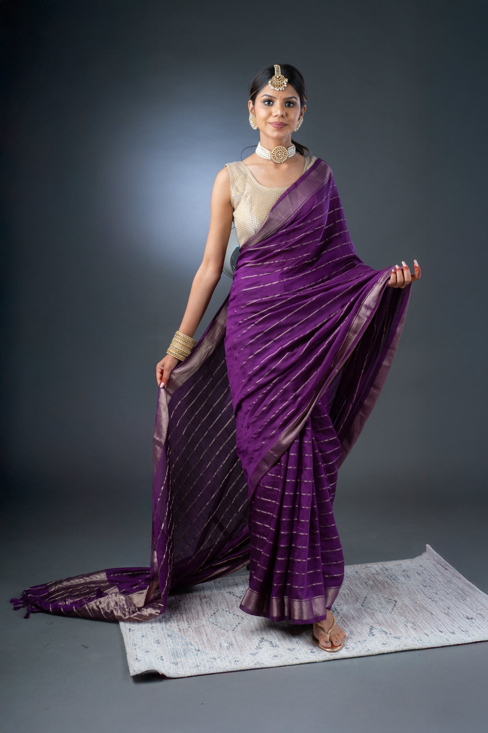 Ethereal Purple Assam Silk Saree