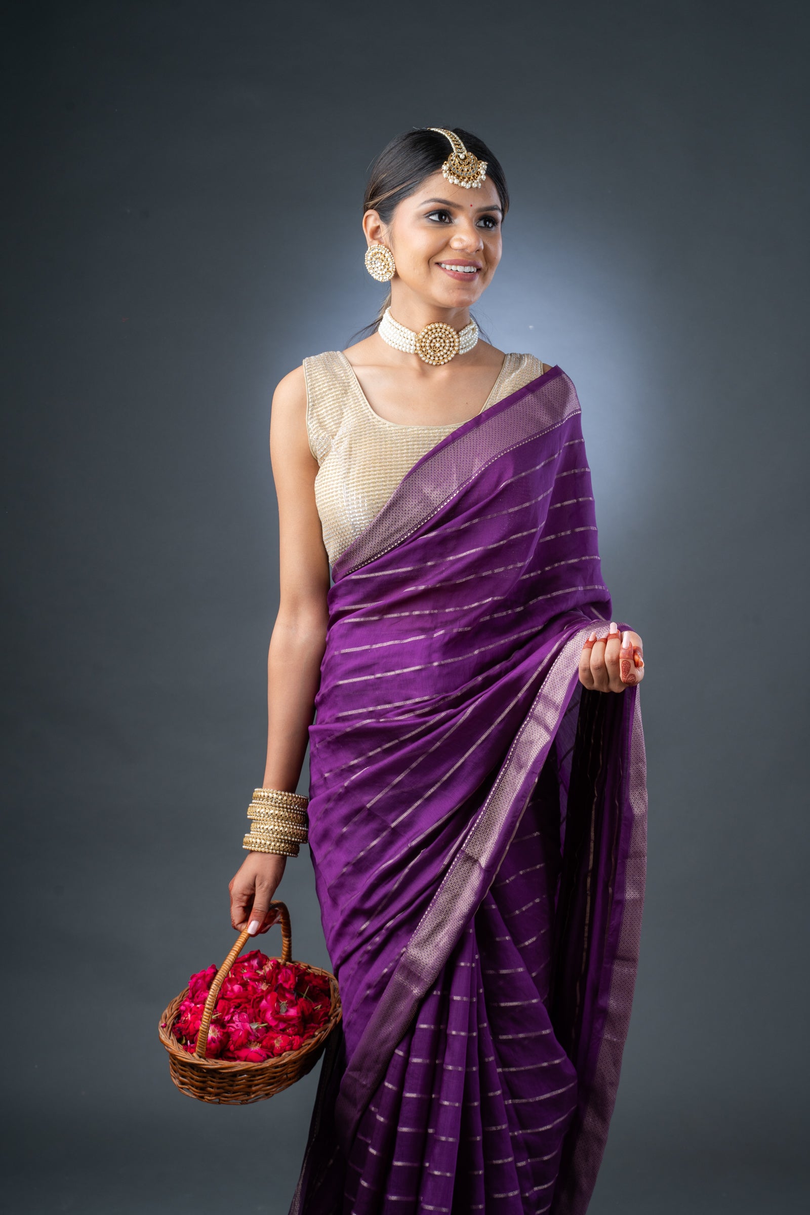 Ethereal Purple Assam Silk Saree