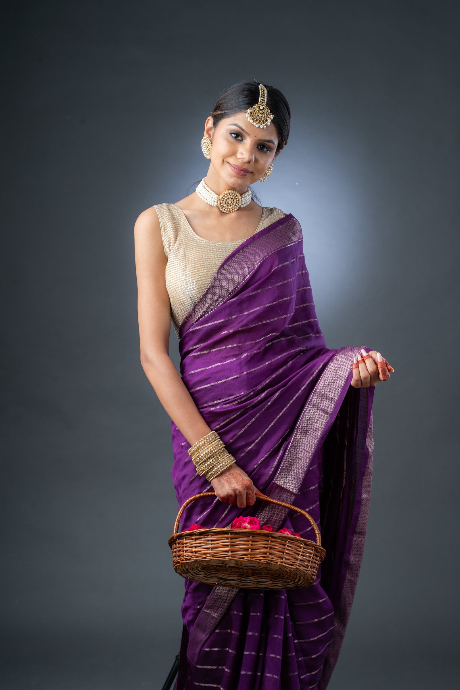 Ethereal Purple Assam Silk Saree