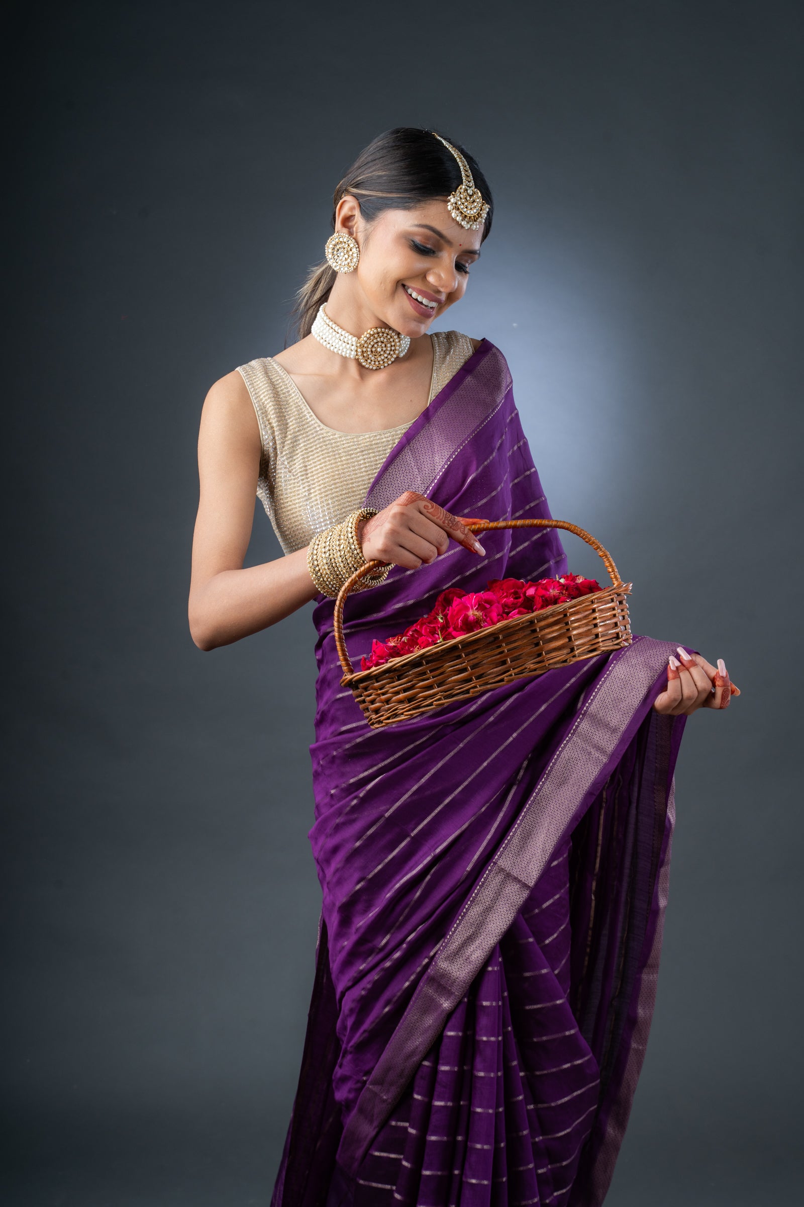 Ethereal Purple Assam Silk Saree