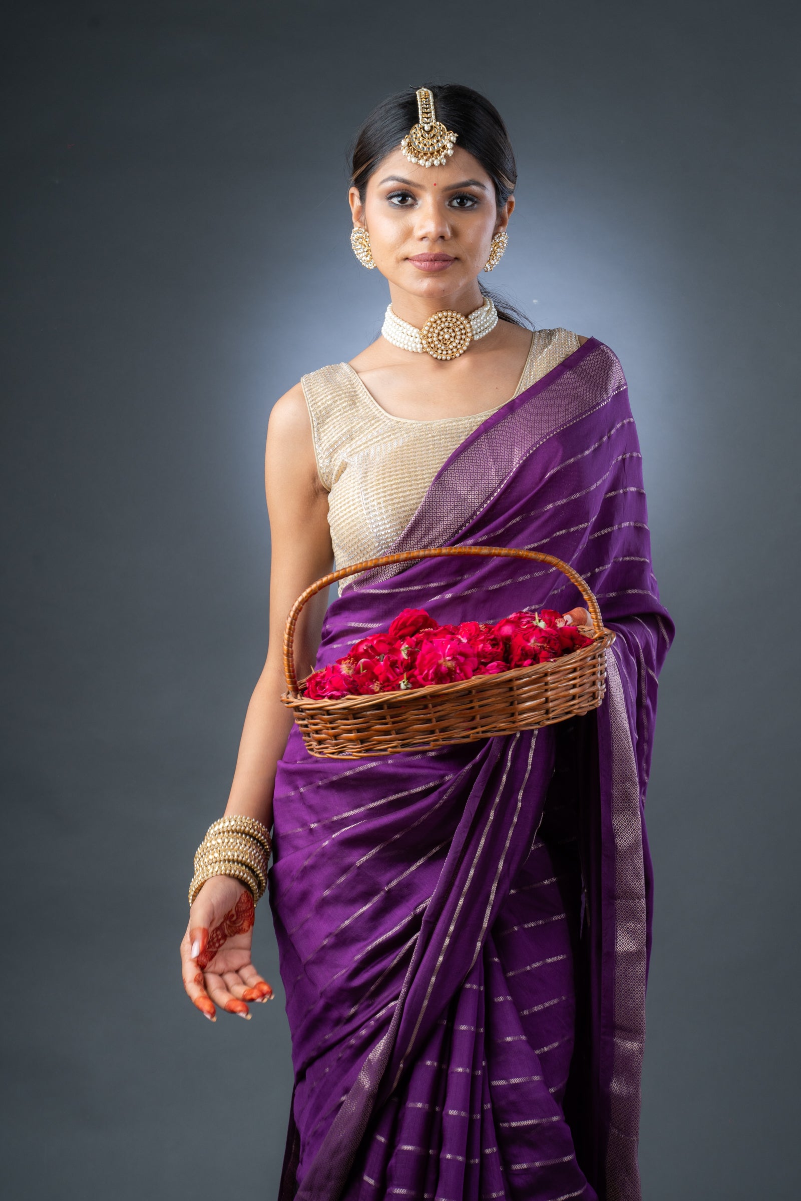 Ethereal Purple Assam Silk Saree