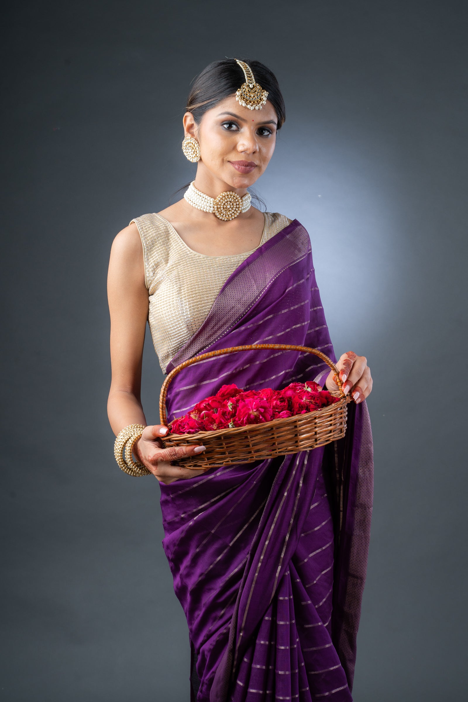 Ethereal Purple Assam Silk Saree