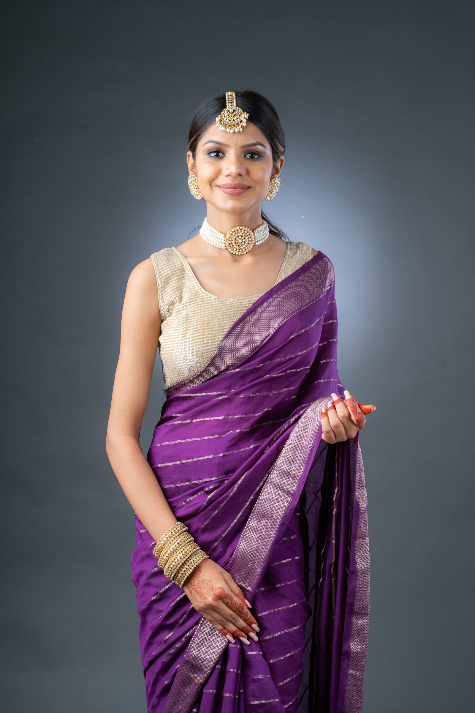 Ethereal Purple Assam Silk Saree