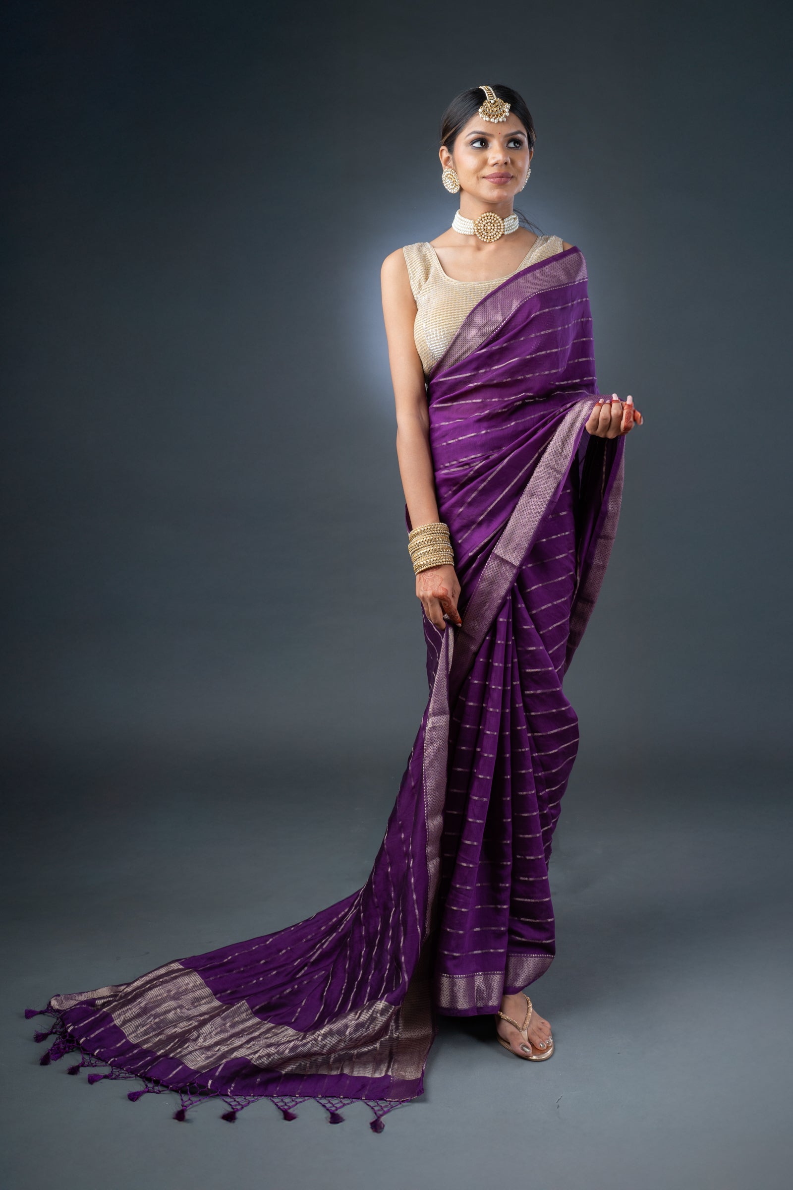 Ethereal Purple Assam Silk Saree