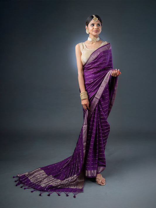 Purple Assam Silk Saree