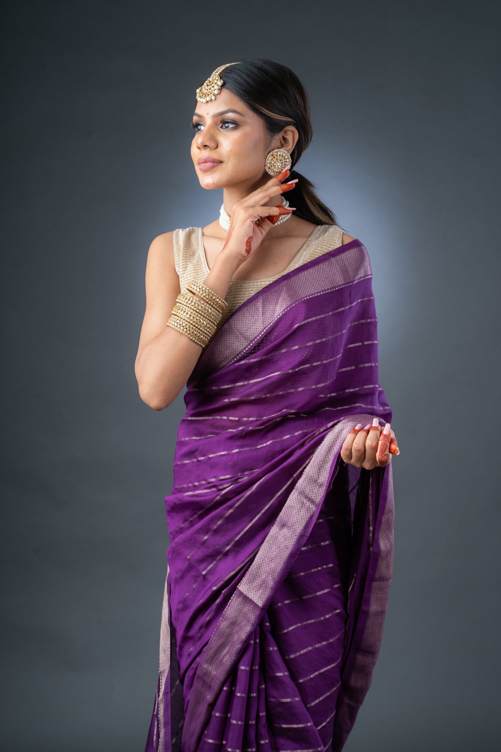 Ethereal Purple Assam Silk Saree