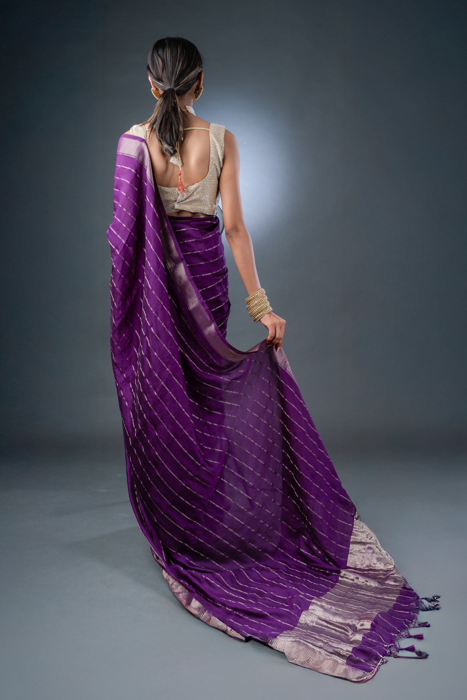 Ethereal Purple Assam Silk Saree